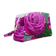 Rose Pink Purple Flower Bouquet Wristlet Pouch Bag (medium) by Pakrebo