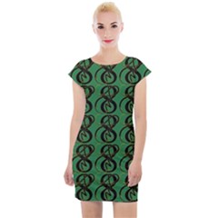 Abstract Pattern Graphic Lines Cap Sleeve Bodycon Dress by HermanTelo