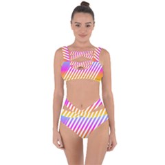 Abstract Lines Mockup Oblique Bandaged Up Bikini Set 