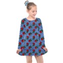 Blue Denim And Roses Kids  Long Sleeve Dress View1