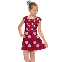 Lazy Bat One Red Pattern Kids  Cap Sleeve Dress by snowwhitegirl