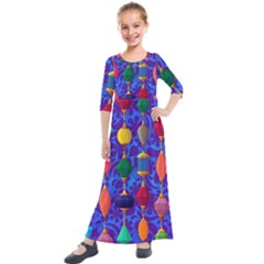 Background Stones Jewels Kids  Quarter Sleeve Maxi Dress by HermanTelo