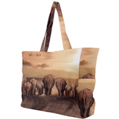 Elephant Dust Road Africa Savannah Simple Shoulder Bag by HermanTelo