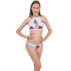 Fish Red Sea Water Swimming Cross Front Halter Bikini Set by HermanTelo