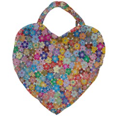 Floral Flowers Abstract Art Giant Heart Shaped Tote by HermanTelo