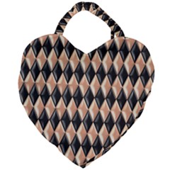 Metallic Diamond Design Black Giant Heart Shaped Tote by HermanTelo