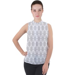 Ornamental Star Mandala Mock Neck Chiffon Sleeveless Top by HermanTelo