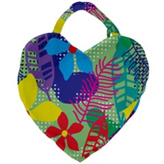 Pattern Leaf Polka Floral Giant Heart Shaped Tote by HermanTelo