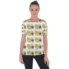 Pattern Avocado Green Fruit Shoulder Cut Out Short Sleeve Top by HermanTelo