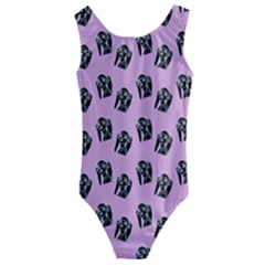 Girl Face Lilac Kids  Cut-out Back One Piece Swimsuit by snowwhitegirl