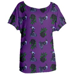 Gothic Girl Rose Purple Pattern Women s Oversized Tee by snowwhitegirl