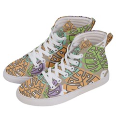 Pattern Leaves Banana Rainbow Men s Hi-top Skate Sneakers by HermanTelo