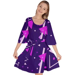 Purple Blue Geometric Pattern Velour Kimono Dress by HermanTelo