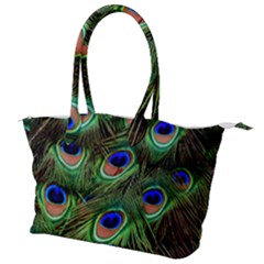 Peacock Feathers Plumage Iridescent Canvas Shoulder Bag by HermanTelo