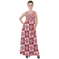 Snowflake Red White Empire Waist Velour Maxi Dress by HermanTelo