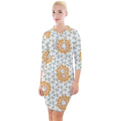 Stamping Pattern Yellow Quarter Sleeve Hood Bodycon Dress by HermanTelo