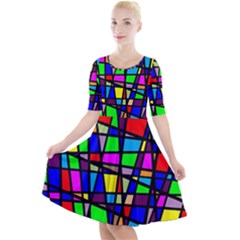 Mosaic Quarter Sleeve A-line Dress by thomaslake