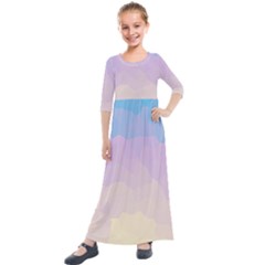 Sunrise Sunset Colours Background Kids  Quarter Sleeve Maxi Dress by HermanTelo