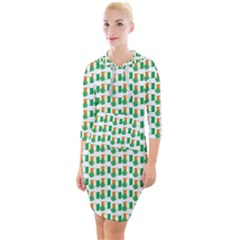 St-patricks Day Background Ireland Quarter Sleeve Hood Bodycon Dress by HermanTelo