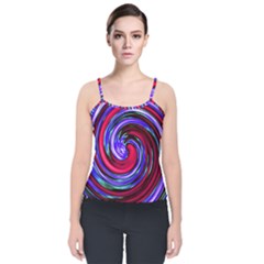 Swirl Vortex Motion Velvet Spaghetti Strap Top by HermanTelo