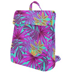 Tropical Greens Pink Leaves Flap Top Backpack by HermanTelo