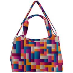 Abstract Geometry Blocks Double Compartment Shoulder Bag by Bajindul