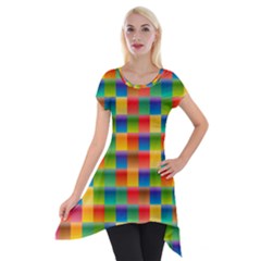 Background Colorful Abstract Short Sleeve Side Drop Tunic by Bajindul