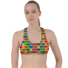 Background Colorful Abstract Criss Cross Racerback Sports Bra by Bajindul