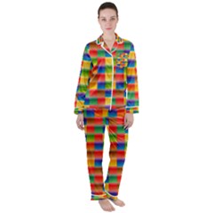 Background Colorful Abstract Satin Long Sleeve Pyjamas Set by Bajindul