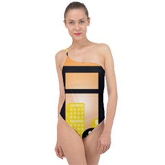 Abstract Anthropomorphic Art Classic One Shoulder Swimsuit by Bajindul