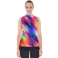 Abstract Background Colorful Pattern Mock Neck Shell Top by Bajindul