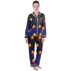 Flower Buds Floral Night Satin Long Sleeve Pyjamas Set by Bajindul