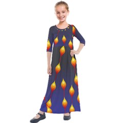 Flower Buds Floral Night Kids  Quarter Sleeve Maxi Dress by Bajindul