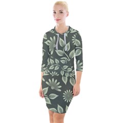 Flowers Pattern Spring Nature Quarter Sleeve Hood Bodycon Dress by Bajindul