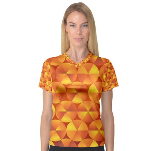 Background Triangle Circle Abstract V-neck Sport Mesh Tee by Bajindul