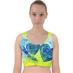 Heart Emotions Love Blue Velvet Racer Back Crop Top by Bajindul