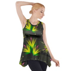 Floral Abstract Lines Side Drop Tank Tunic by Bajindul