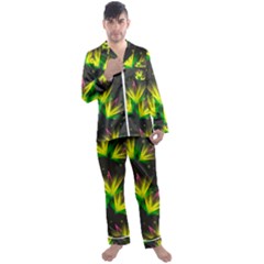 Floral Abstract Lines Men s Satin Pajamas Long Pants Set by Bajindul