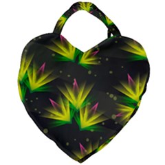 Floral Abstract Lines Giant Heart Shaped Tote by Bajindul