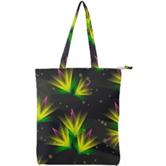 Floral Abstract Lines Double Zip Up Tote Bag by Bajindul