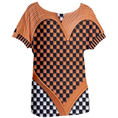 Heart Chess Board Checkerboard Women s Oversized Tee by Bajindul