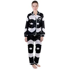 Pattern Flower Black Satin Long Sleeve Pyjamas Set by Bajindul