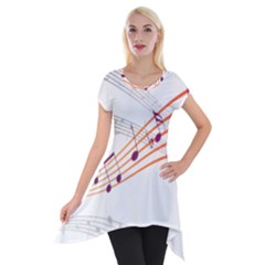 Music Notes Clef Sound Short Sleeve Side Drop Tunic by Bajindul