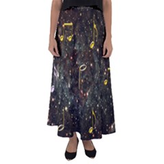 Music Clef Musical Note Background Flared Maxi Skirt by Bajindul