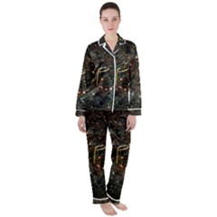 Music Clef Musical Note Background Satin Long Sleeve Pyjamas Set by Bajindul