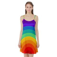 Rainbow Background Colorful Satin Night Slip by Bajindul