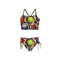 Sport Ball Tennis Golf Football Girls  Tankini Swimsuit by Bajindul