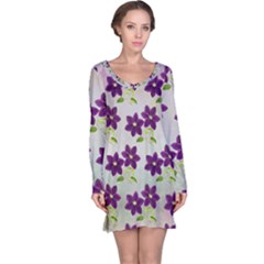 Purple Flower Long Sleeve Nightdress by Bajindul