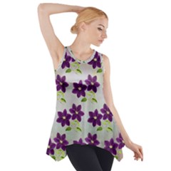 Purple Flower Side Drop Tank Tunic by Bajindul