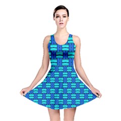 Pattern Graphic Background Image Blue Reversible Skater Dress by Bajindul